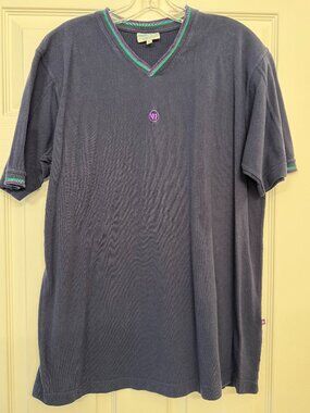 Official WIMBLEDON tennis v-neck t-shirt - navy blue - Men's L